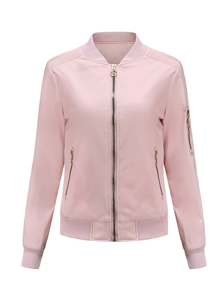 Jacket Street Daily Fall Winter Casual Solid Color Stand Collar Jacket