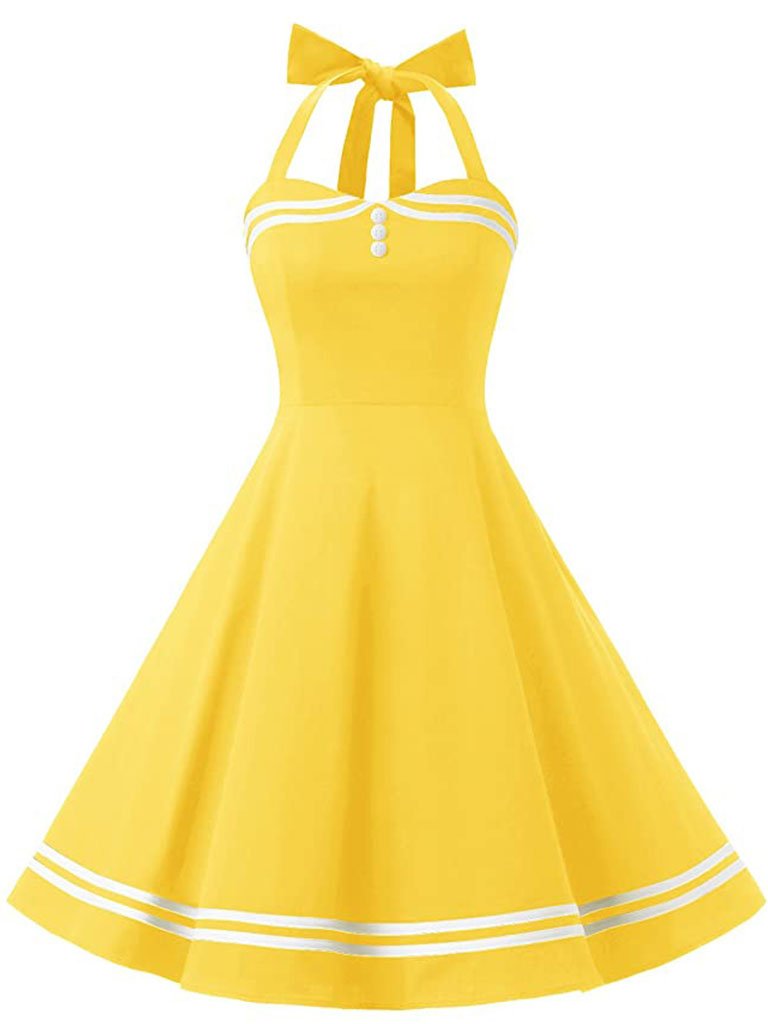 1950S Polka Dots Halter Sailor Style Dress