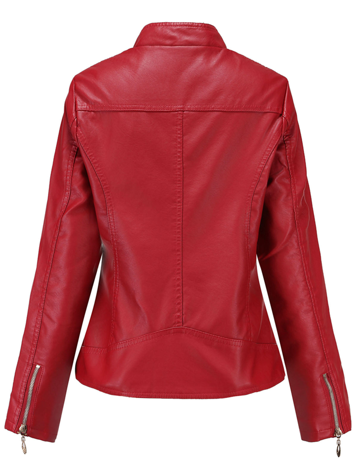 Soft Coat Long Sleeve PU Leather Motorcycle Jacket For Women