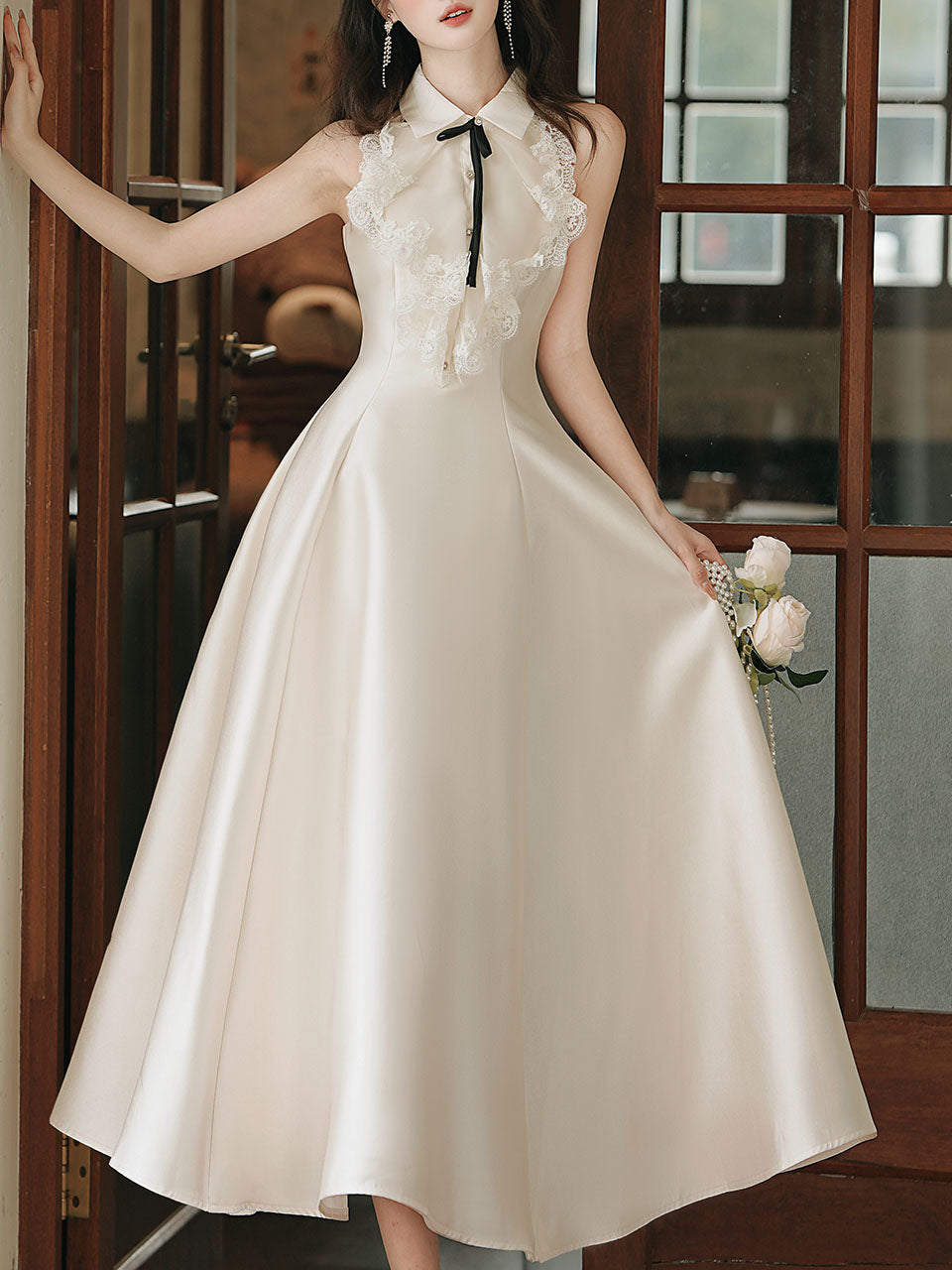 1950s Vintage Halter A-line Gown
