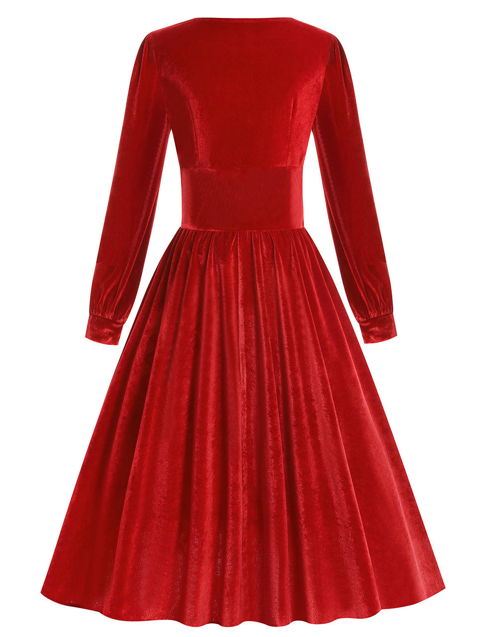 Christmas Green Square Collar Long Sleeve Velvet 1950S Vintage Swing Dress