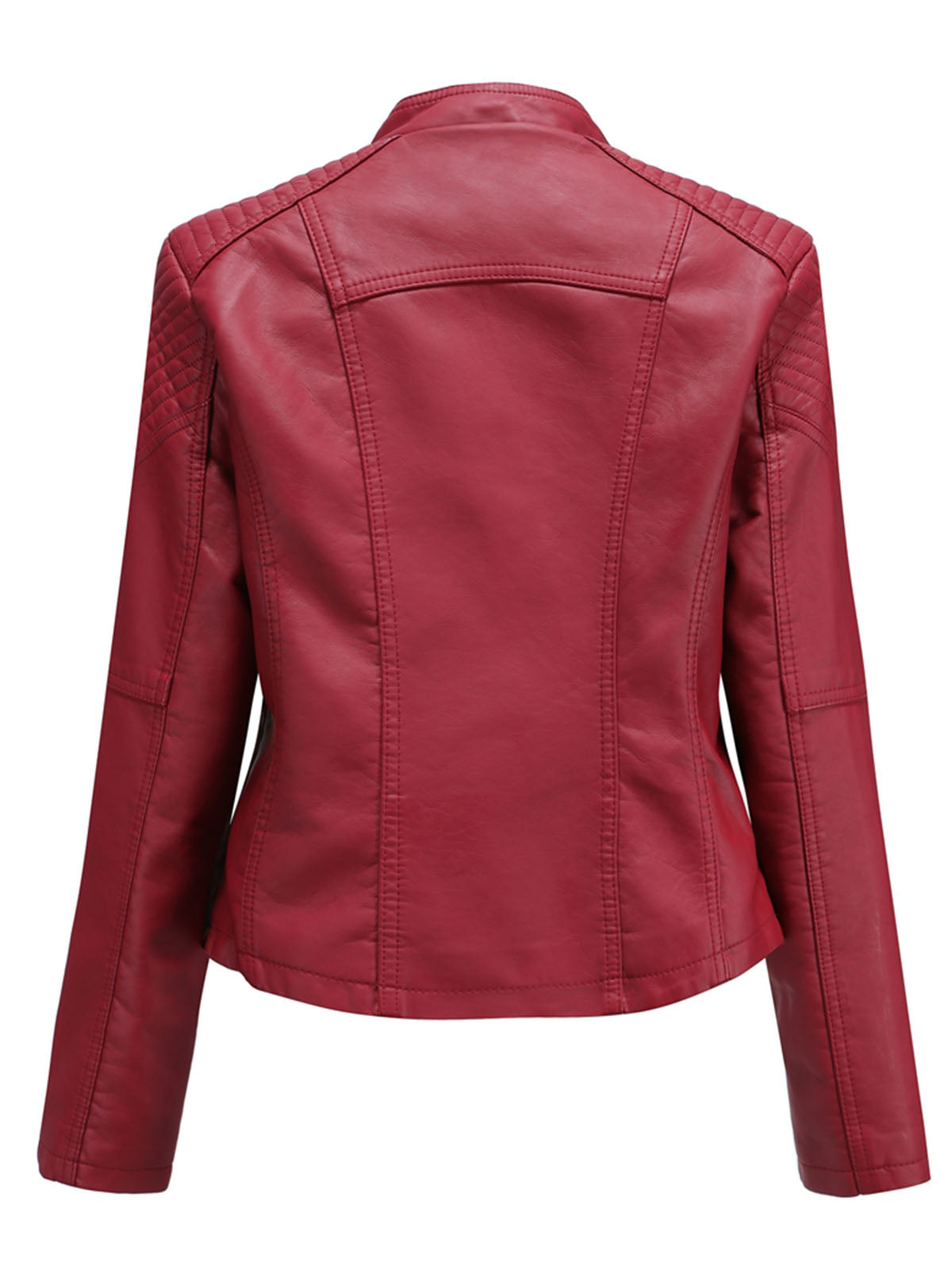 Leather Jacket Weave Long Sleeve Winter Coat