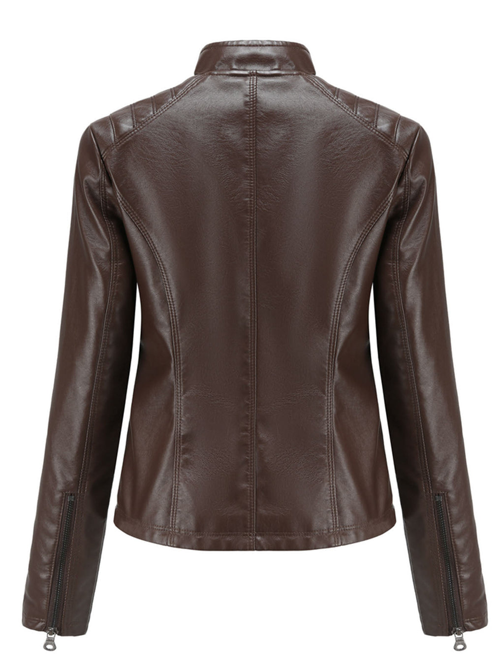 Pink Long Sleeve PU Leather Motorcycle Jacket For Women