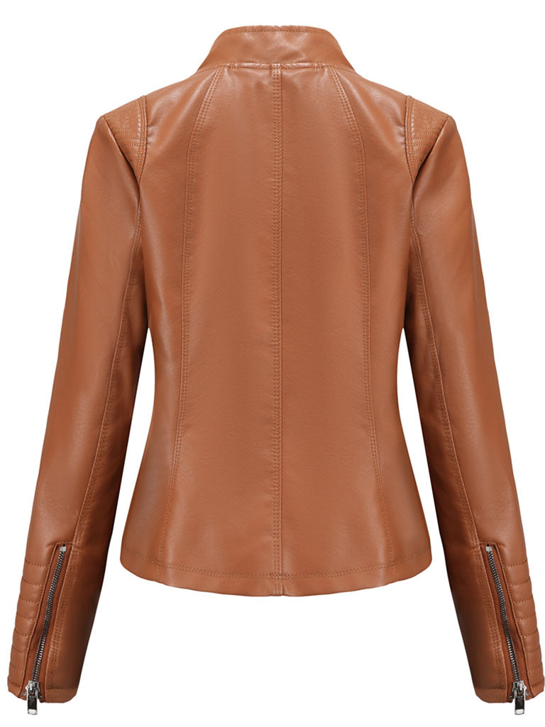 5 Color Long Sleeve PU Leather Motorcycle Jacket