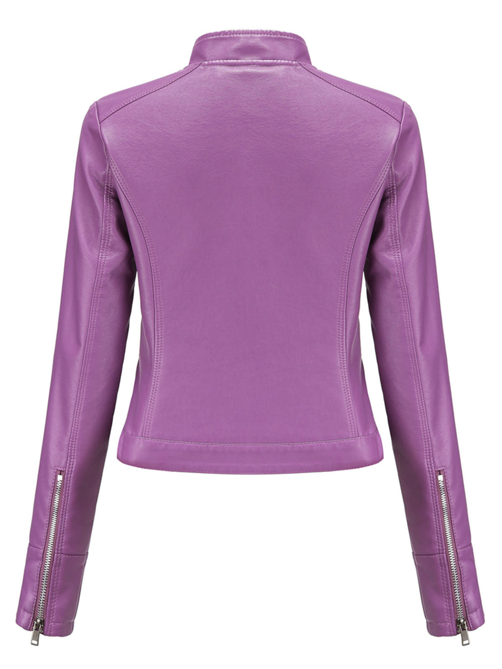 Crop Coat Long Sleeve PU Leather Motorcycle Jacket