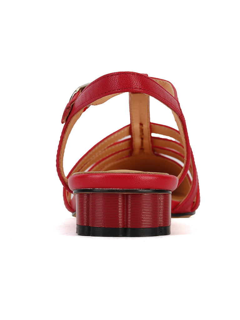 Flats Sandals Round Toe Hollow Belt Leather Vintage Shoes