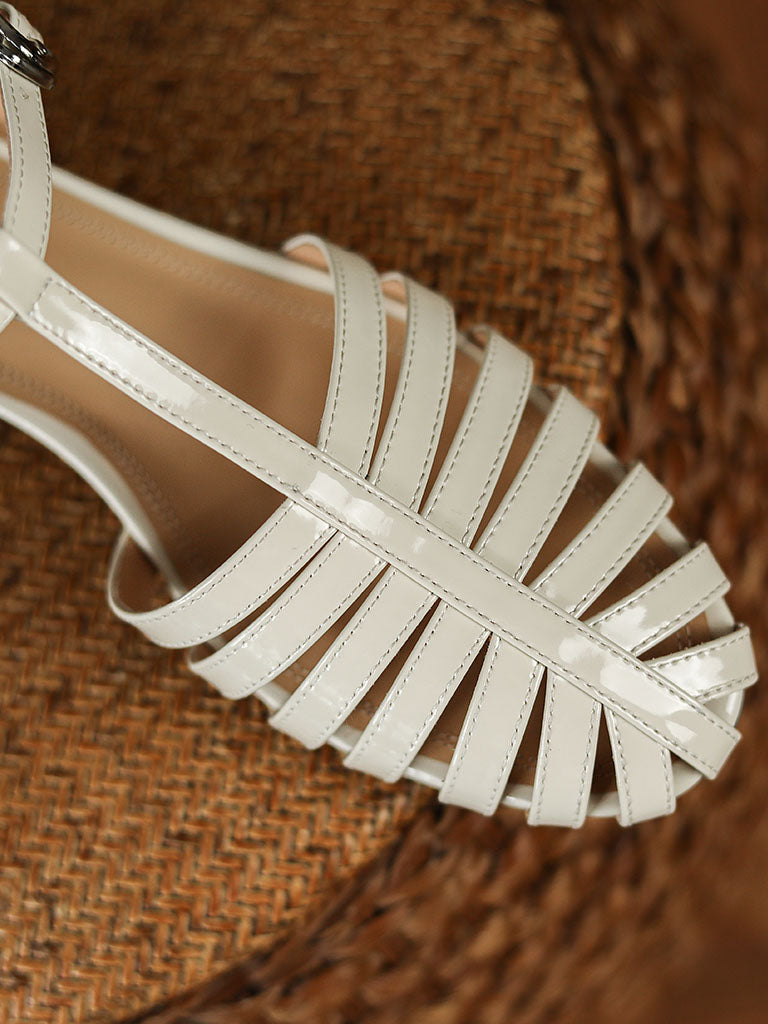 Flats Sandals Pointed Toe Hollow Belt Leather Vintage Shoes