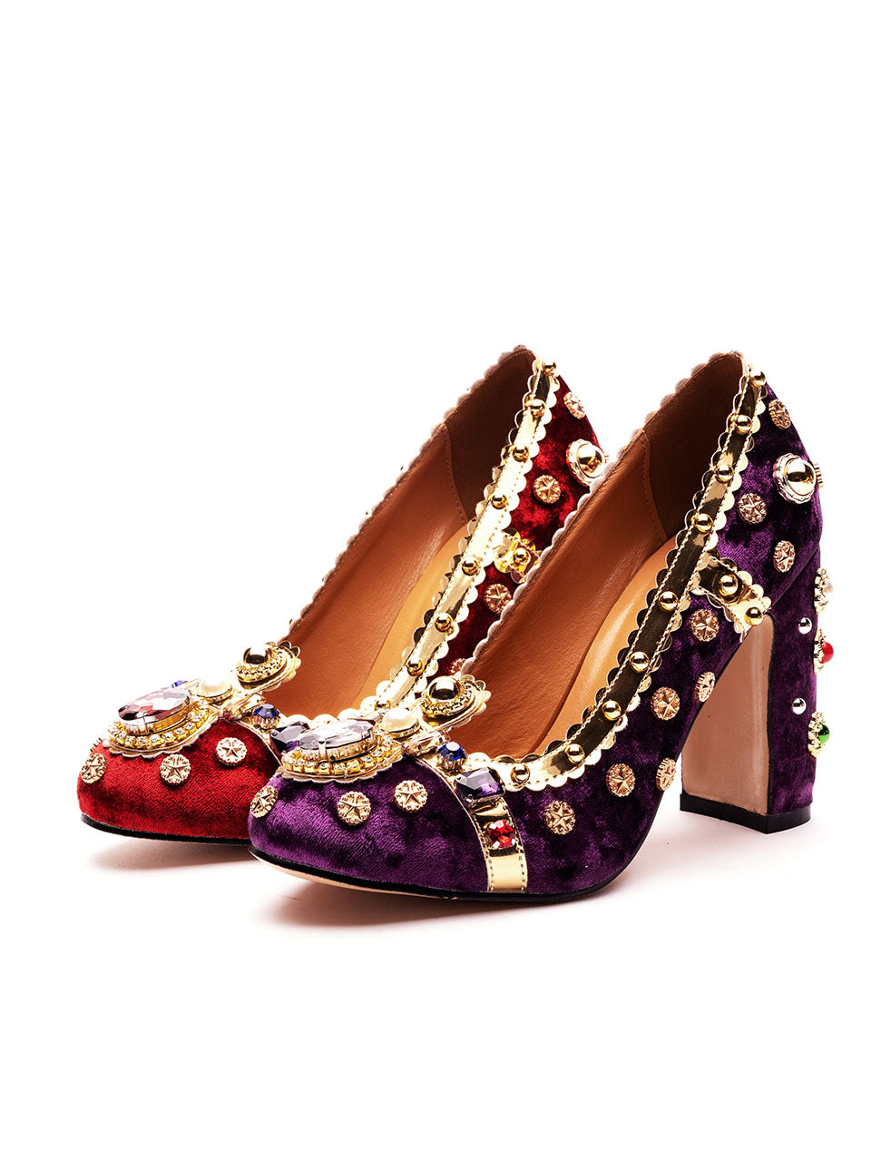 10CM Luxury Pearls And Diamonds Chunky Heels Retro Shoes