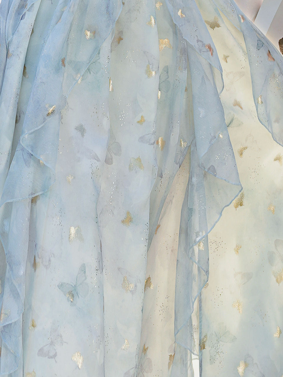 Fairycore Butterfly Maxi Dress Glitter Ruffle Halter Prom Gown