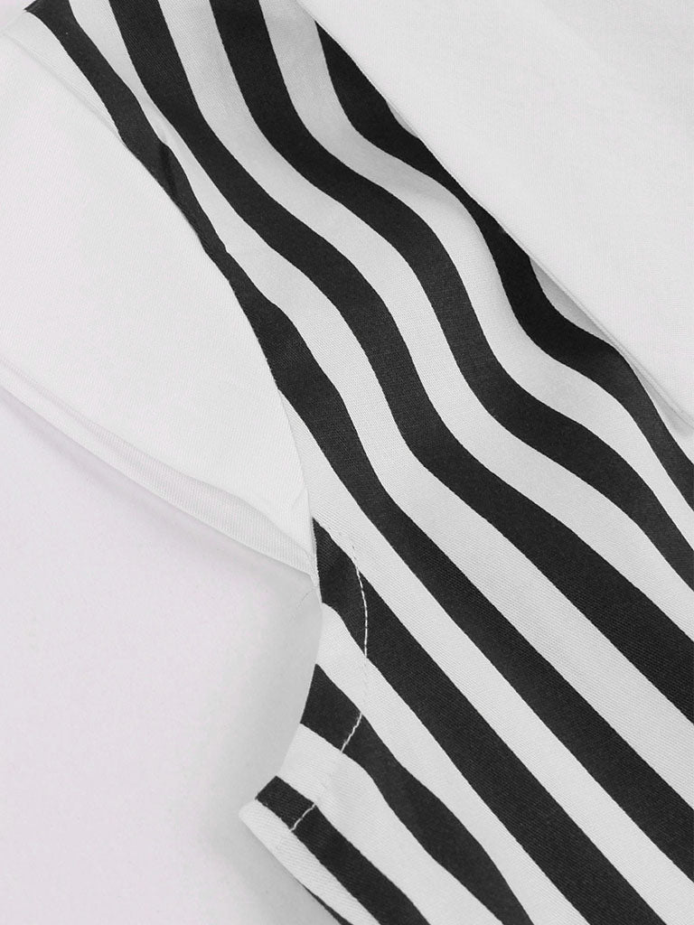 Beetlejuice Costume Black and White Vertical Stripe Swing Dress