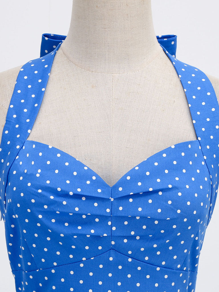 Red Polka Dots Halter Classis Style 1950S Dress