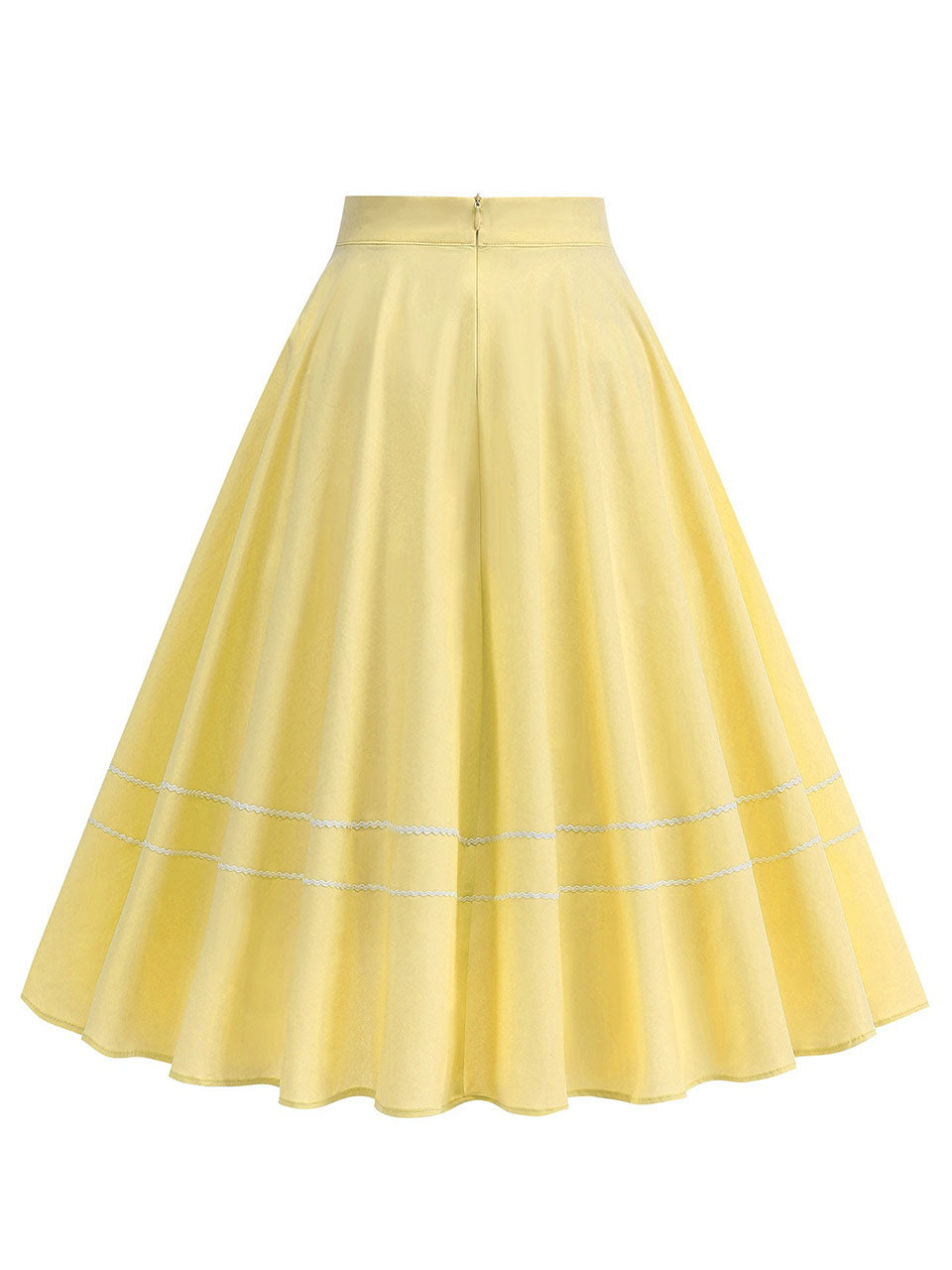 1950S Blue High Waist Pleated Swing Vintage Skirt