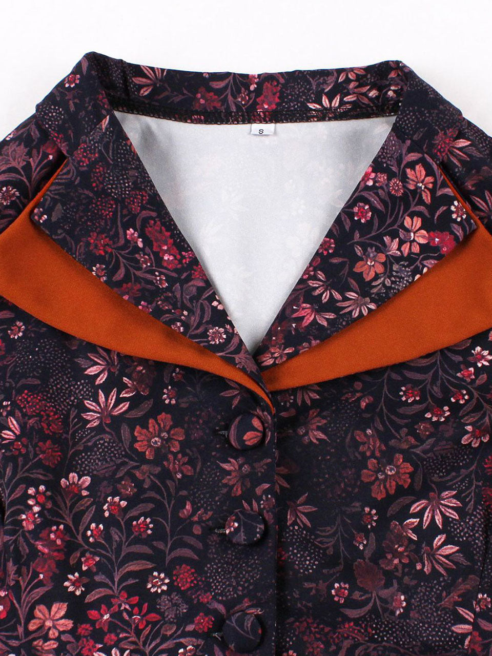 1950s Brown Floral Print Plaid 3/4 Sleeve Vintage Swing Dress