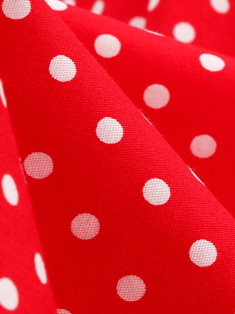 Red And White Polka Dots Vintage Halter 1950S Dress