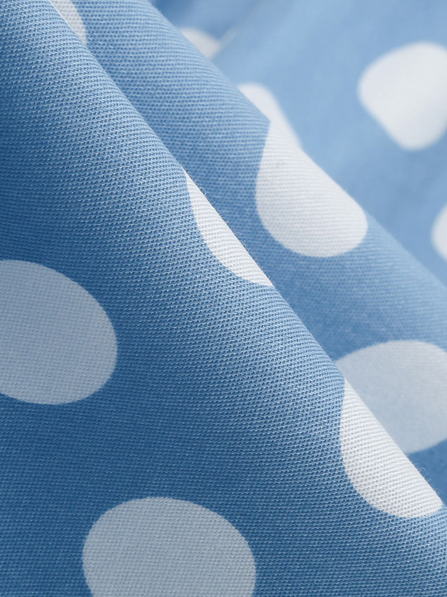 Blue And White Polka Dots Vintage Halter 1950S Dress