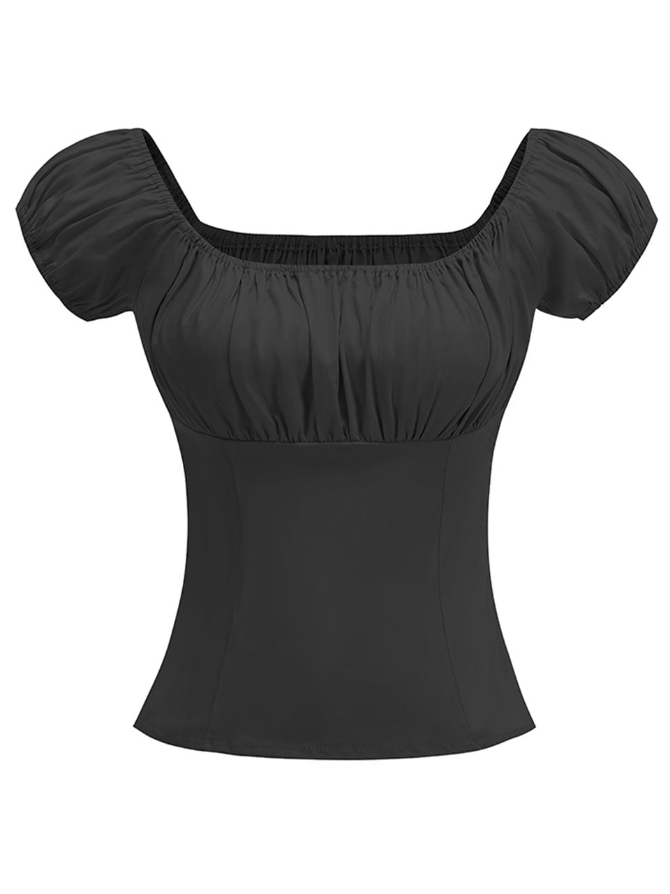 Regencycore 1950s Puff-Sleeve Ruched Top
