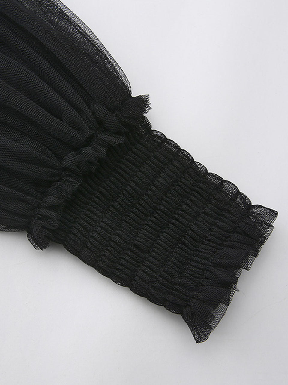 Gothic Black Semi-Sheer Lace Long Puff Sleeve Dress