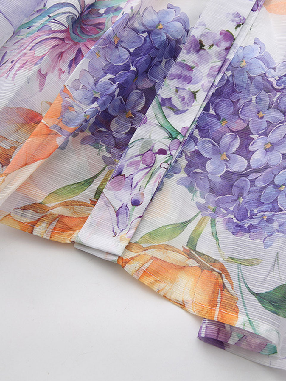 Short Dolman Sleeve Purple Floral Print Midi Dress