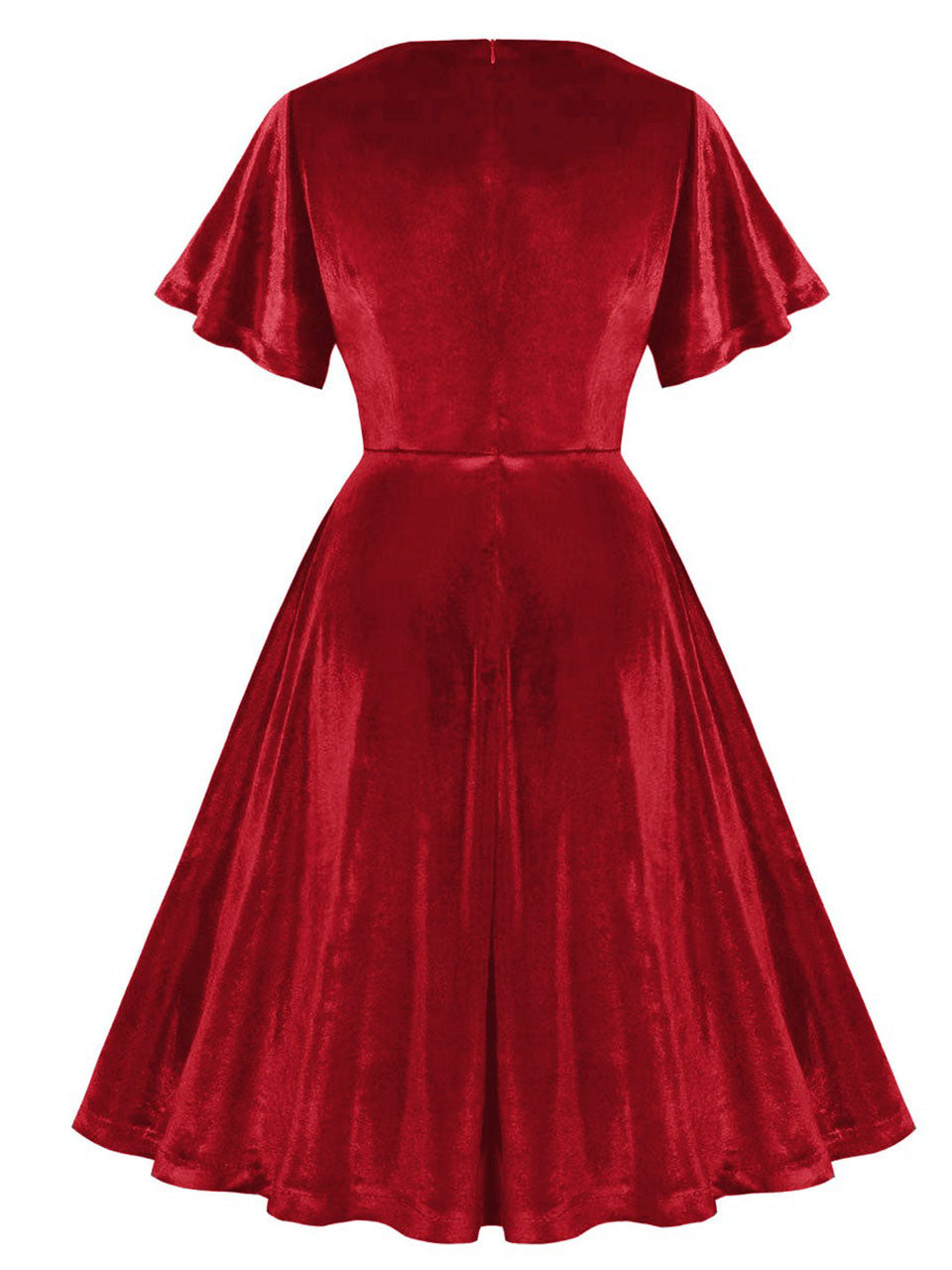 Christmas Green V Neck Velvet 1950S Vintage Swing Dress