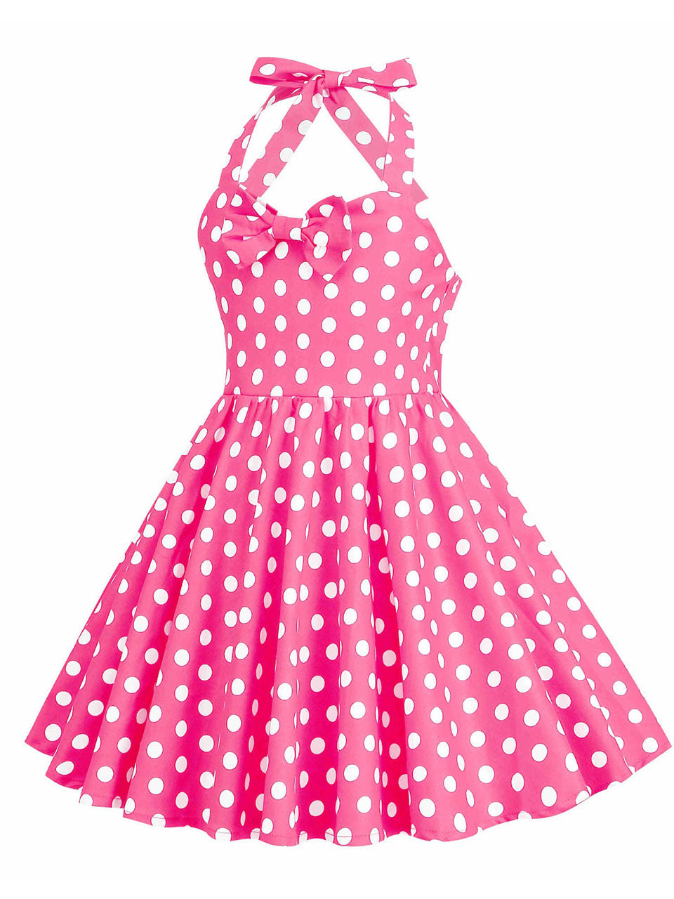 Kids Little Girls' Dress Bow Halter Polka Dots Sleeveless Cotton 1950S Vintage Dress