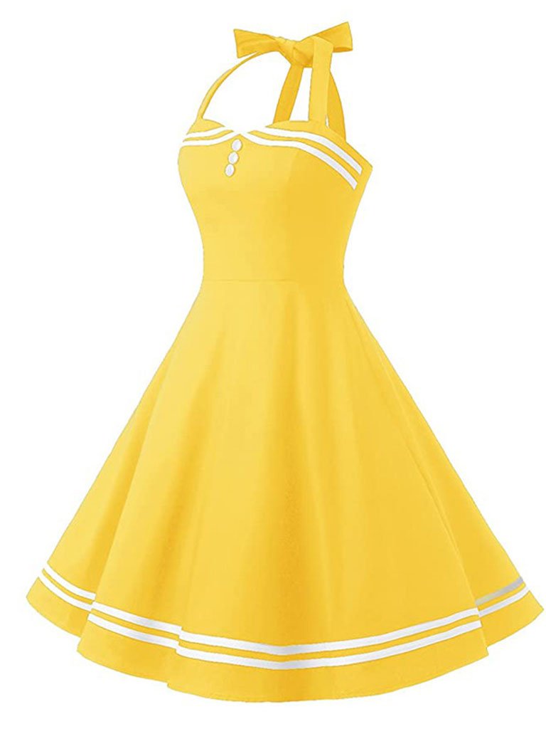 1950S Polka Dots Halter Sailor Style Dress