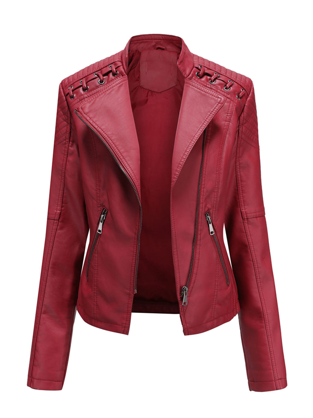 Leather Jacket Weave Long Sleeve Winter Coat