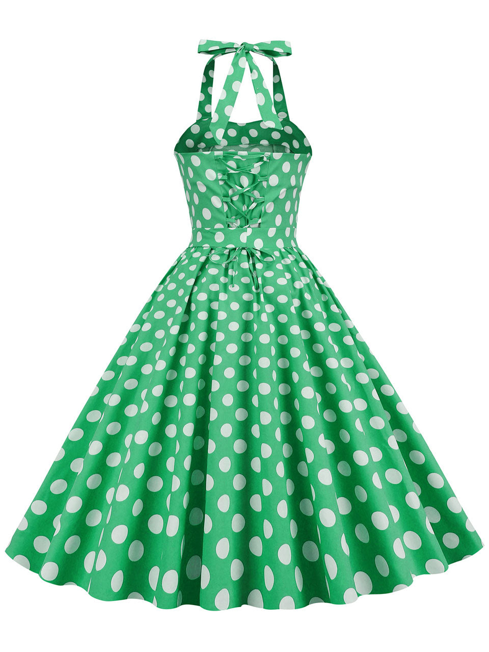 Blue And White Polka Dots Vintage Halter 1950S Dress