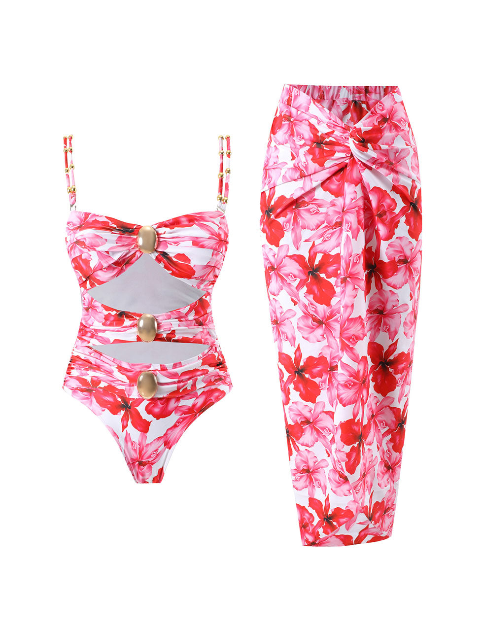 Green Hollow Out One Piece