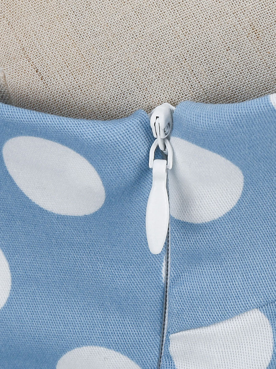 Blue And White Polka Dots Vintage Halter 1950S Dress