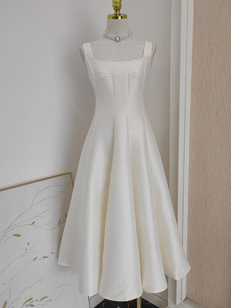 Rose Satin Sleeveless Classic 1950S Vintage Sweet Party Dress