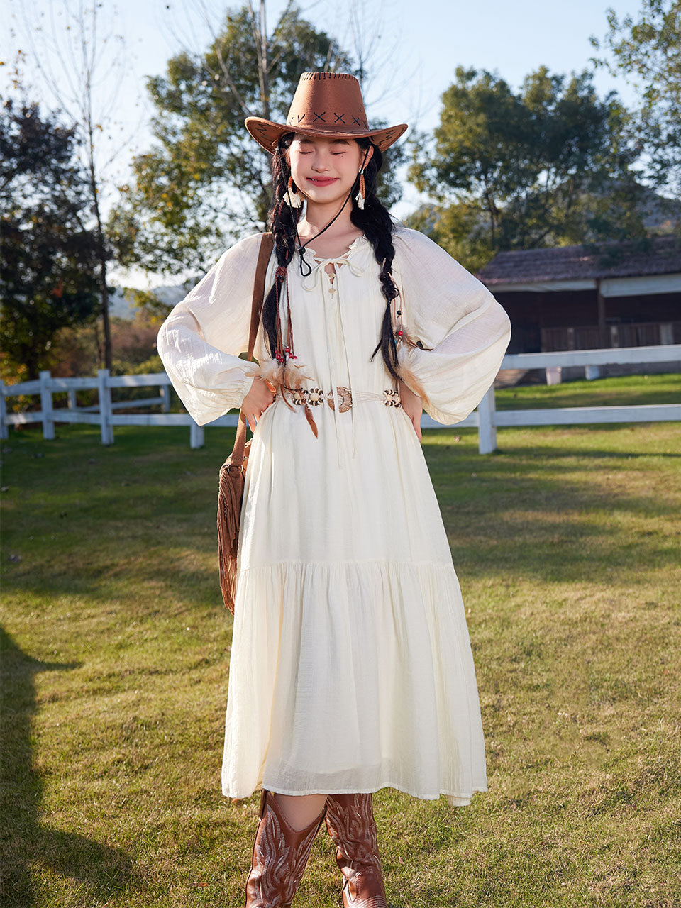 Bohemian White Ruffles Cotton Maxi Dress