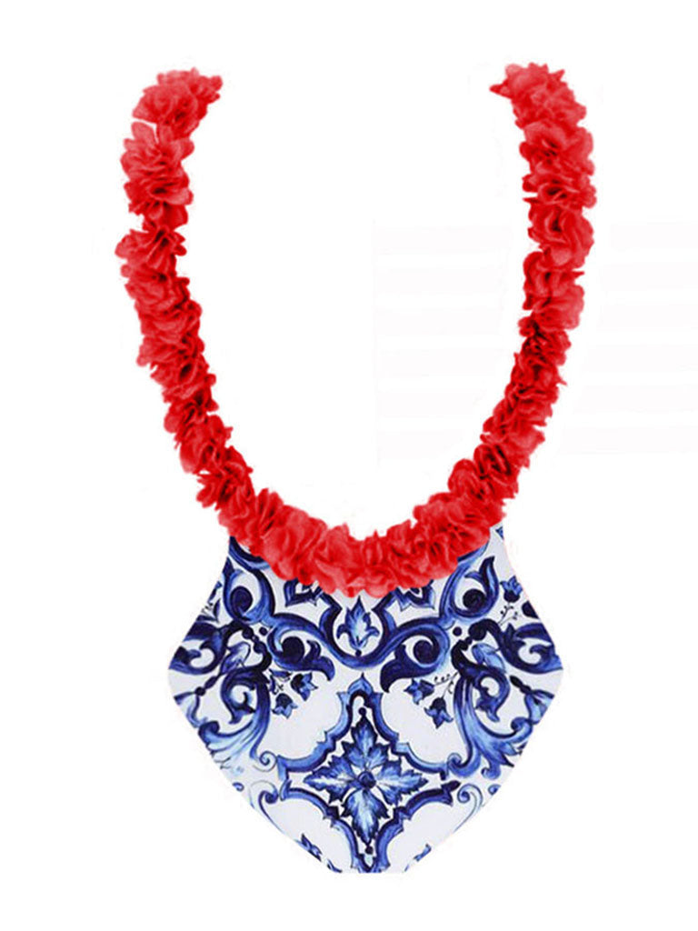 Floral Print Flower Strap One Piece