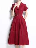 1940S Lapel Shirt Cotton Dress