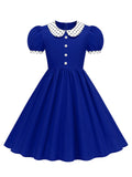 Kids Little Girls' Dress Peter Pan Short Sleeve Cotton 1950S Vintage Dress