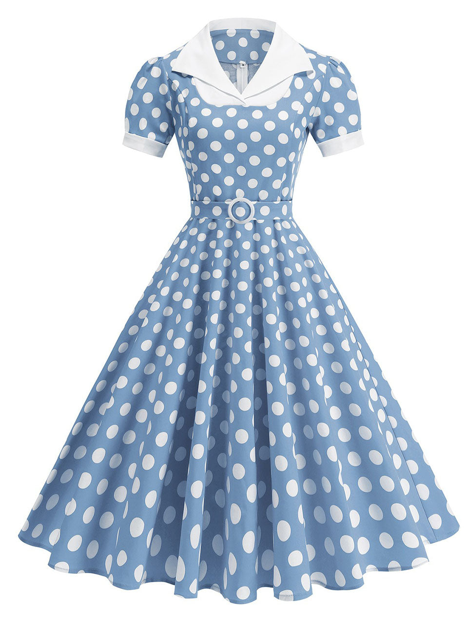 Red Polka Dots Short Sleeve 1950s Vintage Dress
