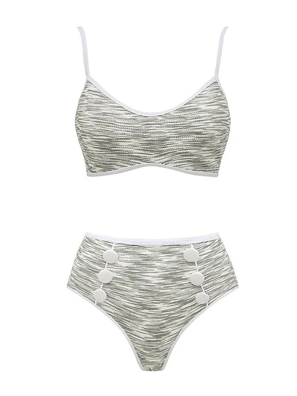3PS Swimsuit Set Grey Space Dye High Waisted Bikini