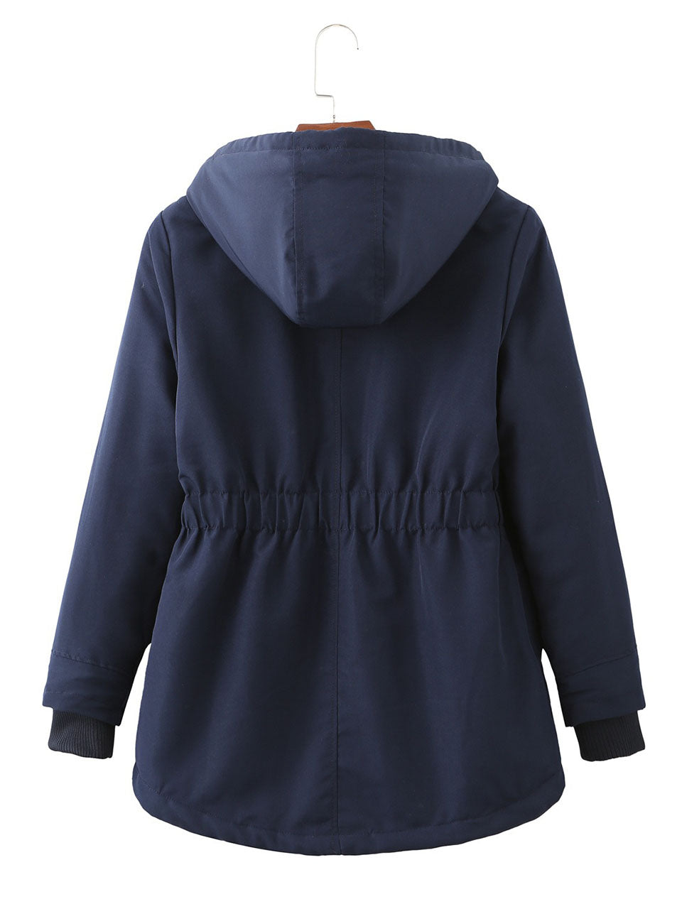 Navy Blue Fleece Lined Hooded Parka Jacket and Warm Winter Coat Heavyweight Windbreaker