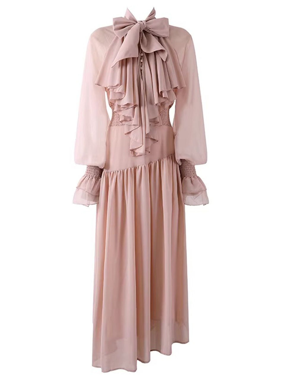 Pink Flowy Chiffon Maxi Dress