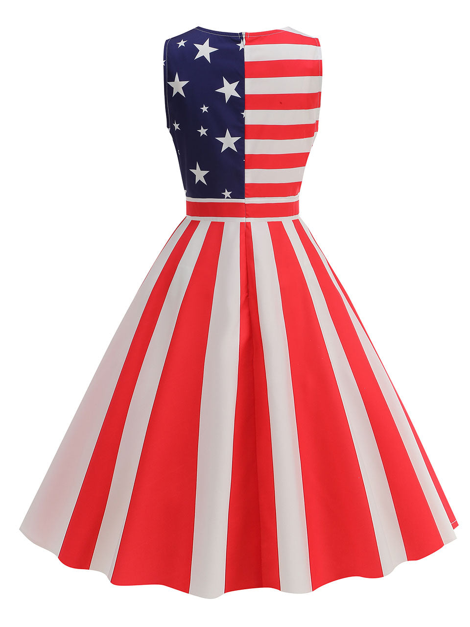 American Flag Stars Stripes  Sleeveless 1950S Vintage Dress