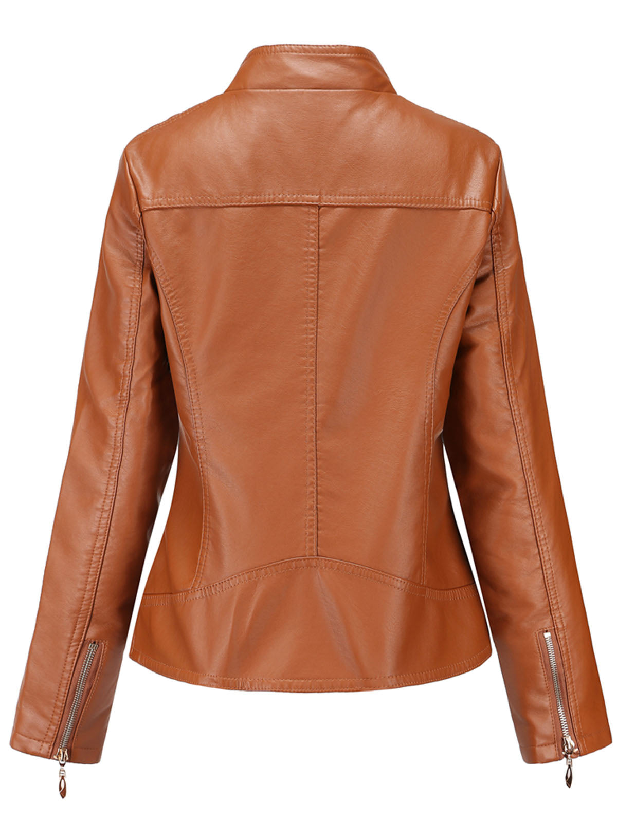 Soft Coat Long Sleeve PU Leather Motorcycle Jacket For Women