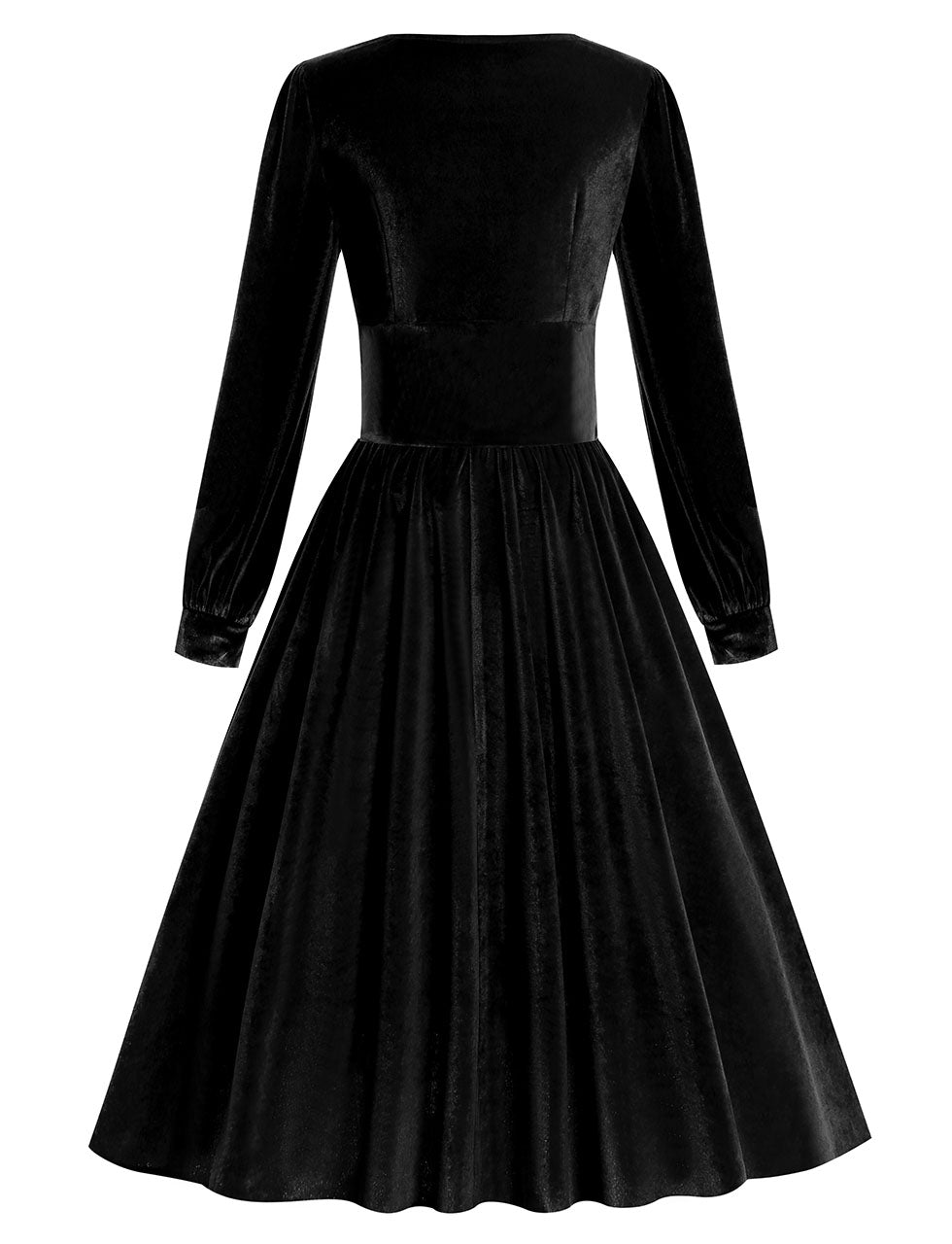 Christmas Green Square Collar Long Sleeve Velvet 1950S Vintage Swing Dress