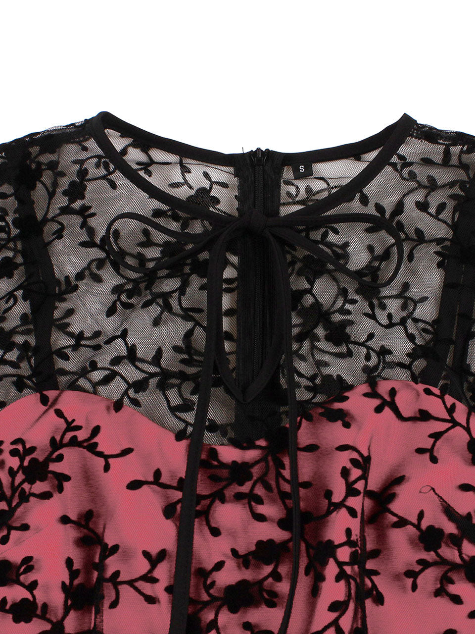 1950S Lace Semi-Sheer Flocking Printing Vintage Halloween Dress