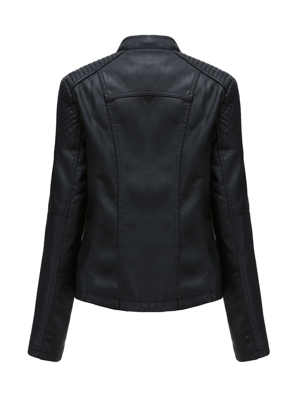 Leather Jacket Weave Long Sleeve Winter Coat