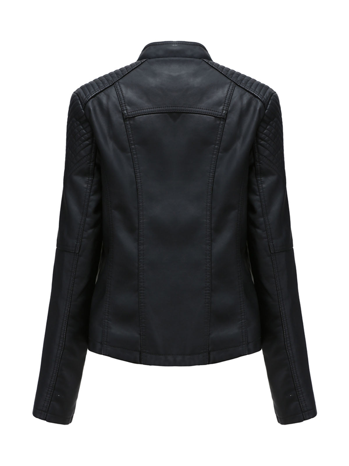 Leather Jacket Weave Long Sleeve Winter Coat