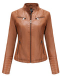 5 Color Long Sleeve PU Leather Motorcycle Jacket