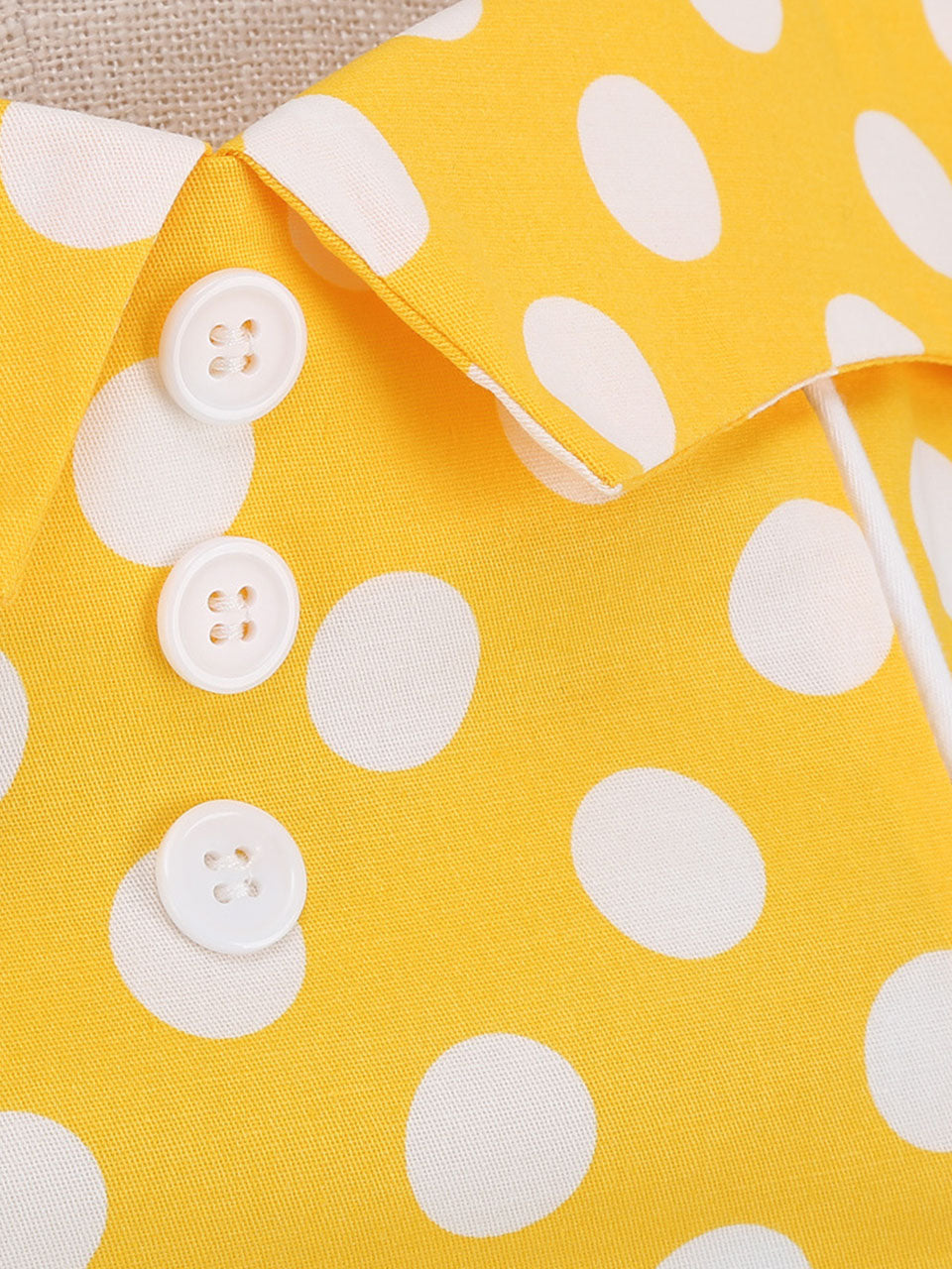 Yellow Polka Dots Vintage Halter Strap Backless 1950S Vintage Dress