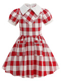 Kids Little Girls' Dress Plaid 1950S Vintage Dress