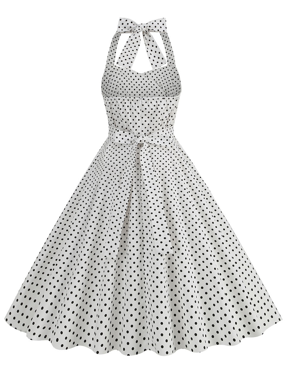 Red Polka Dots Vintage Halter Strap Backless 1950S Vintage Dress