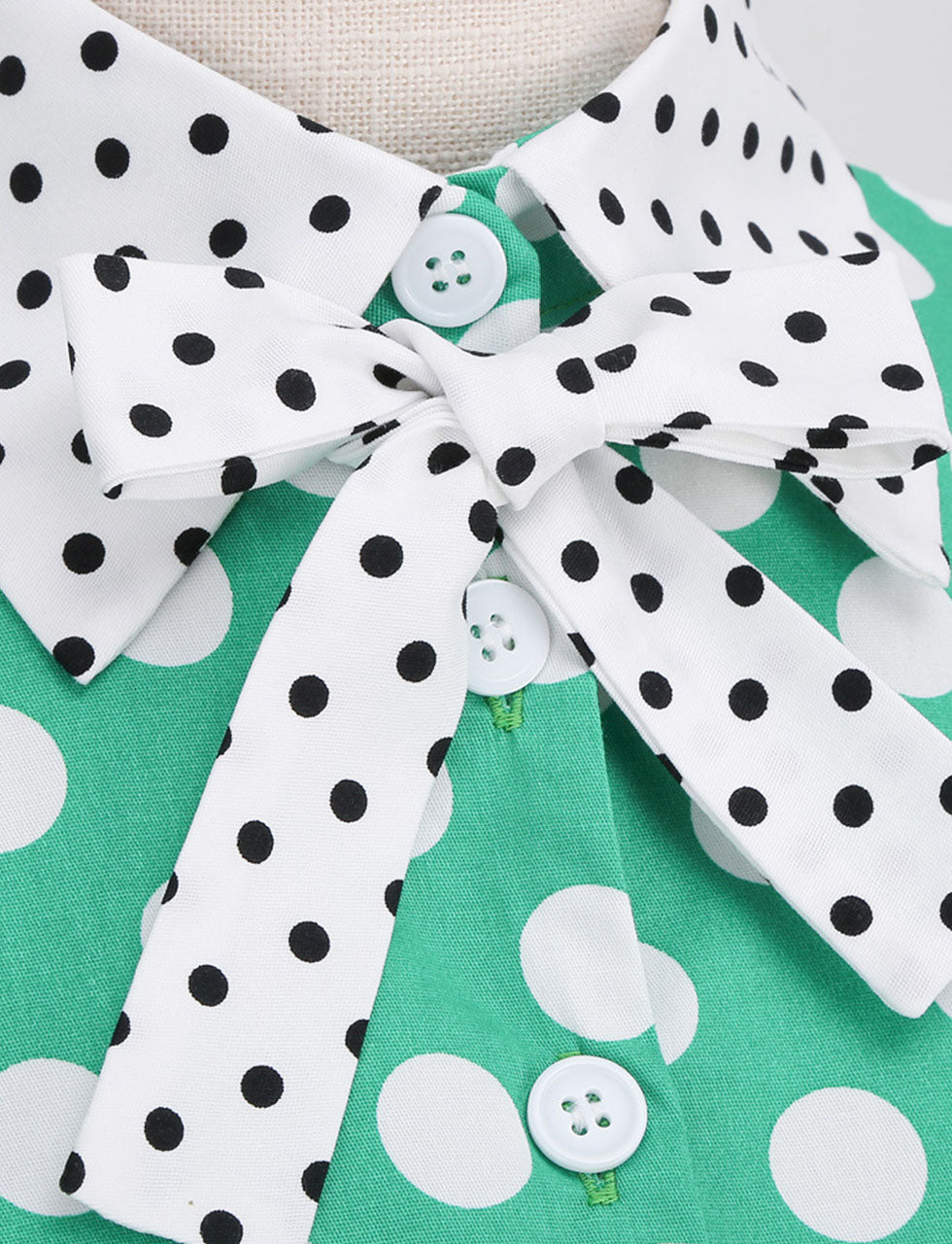 Navy Polka Dots Bowknot Swing Vintage 1950S Dress