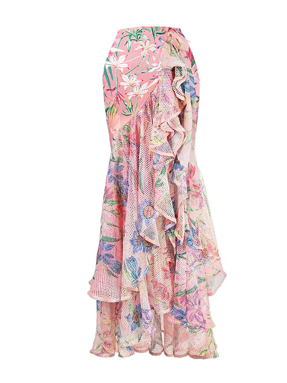 Pink Lace Flowers One-piece Swimsuit